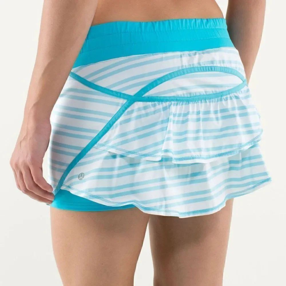 Lululemon Run: Track Attack Skirt Twin Stripe Spry Blue / Spry Blue